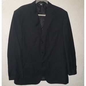 Henry Uomo 44R Blazer Suit Jacket Sport Coat Black Pinstripe Super Fine Yarn